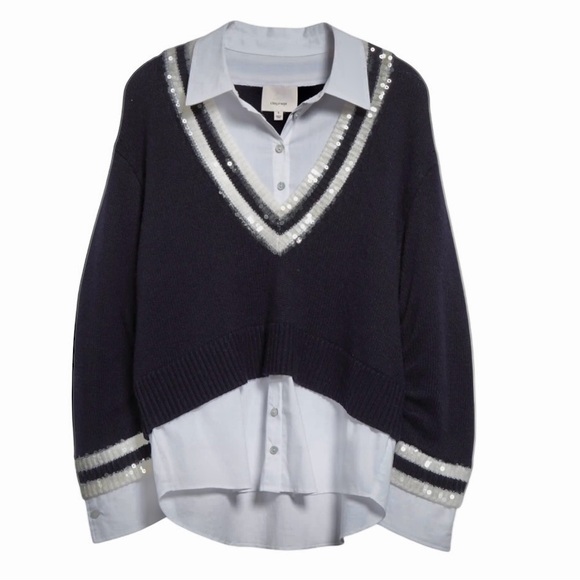 Cinq a Sept Santina Sequin Detail Layered Sweater - Picture 2 of 5